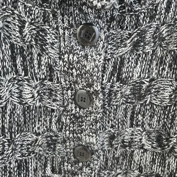 Vintage Say What? Black and Gray Cardigan Size Large Dolman Sleeves Chunky Knit - Picture 4 of 4